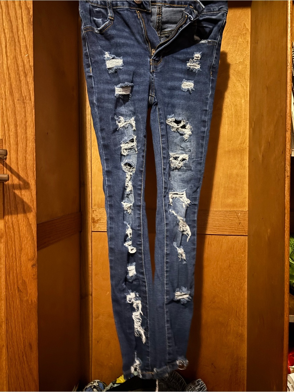 Rue21 Distressed Dark Blue Skinny Jeans